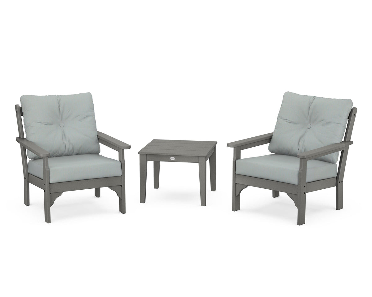 POLYWOOD Vineyard 3-Piece Deep Seating Set in Slate Grey / Spa