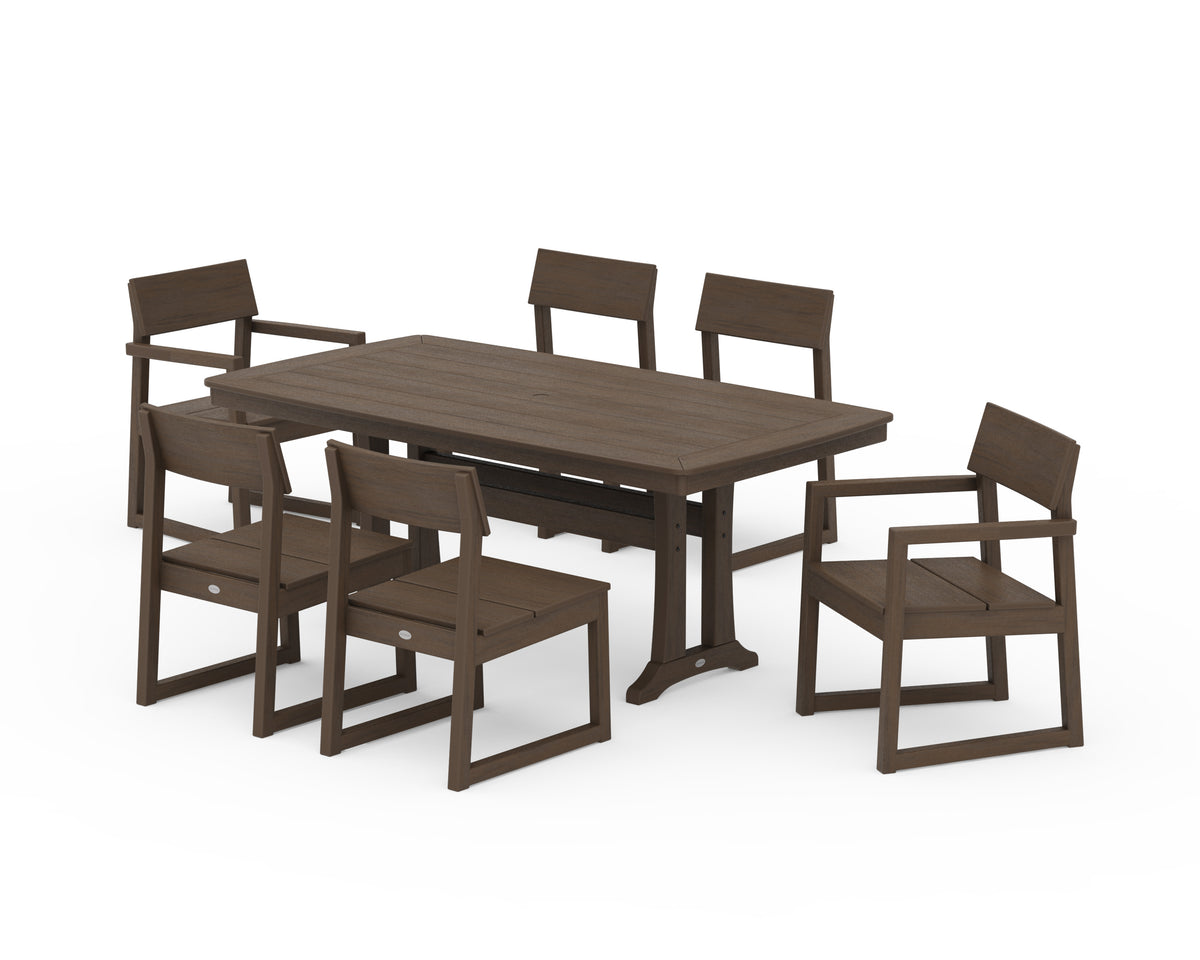 POLYWOOD EDGE 7-Piece Dining Set with Trestle Legs in Kona