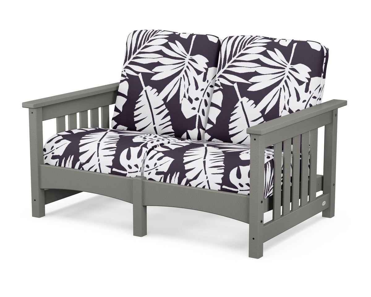 POLYWOOD Club Mission Loveseat in Slate Grey / Leaf Navy