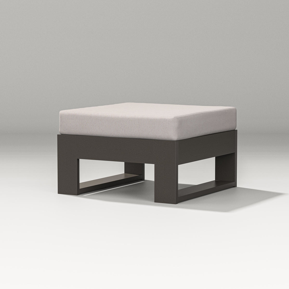 POLYWOOD Latitude Lounge Ottoman in Vintage Coffee / Dune Burlap