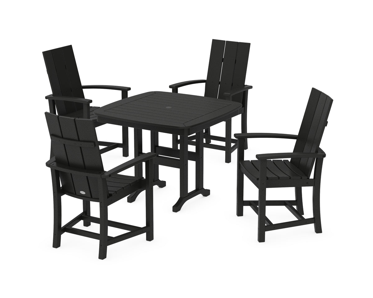 POLYWOOD Modern Adirondack 5-Piece Dining Set in Black