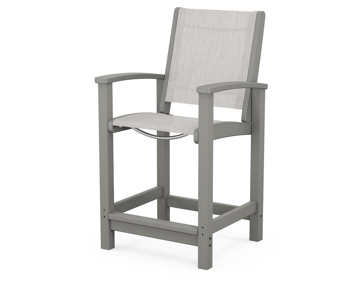 POLYWOOD Coastal Counter Chair in Slate Grey / Parchment