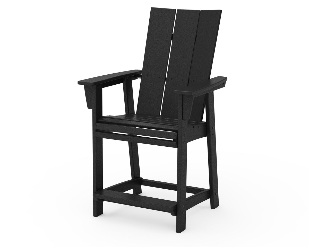 POLYWOOD Modern Curveback Adirondack Counter Chair in Black