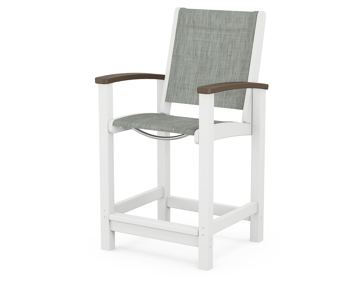 POLYWOOD Coastal Counter Chair in White / Kona / Birch