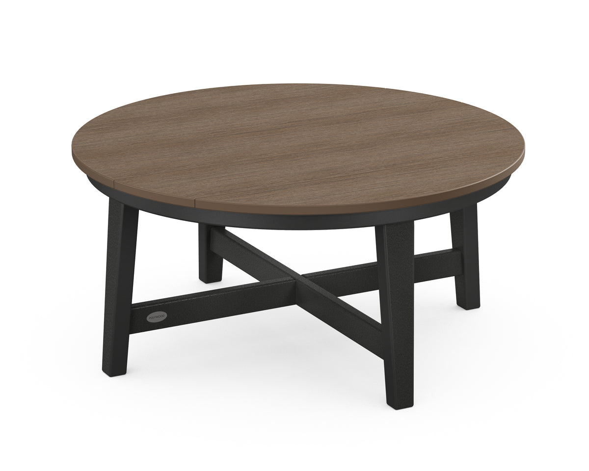 POLYWOOD Newport 36" Round Coffee Table in Black / Kona