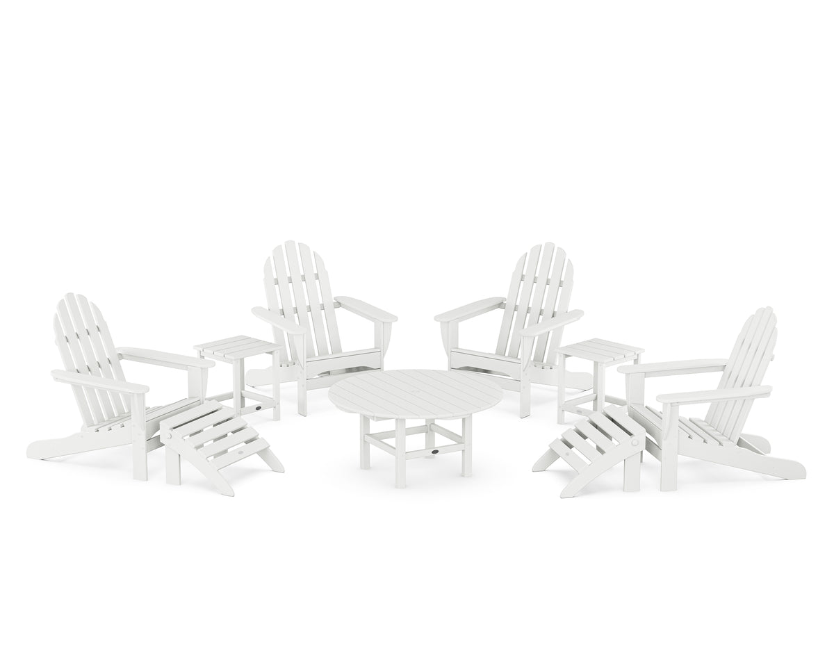 POLYWOOD Classic Adirondack Chair 9-Piece Conversation Set in White
