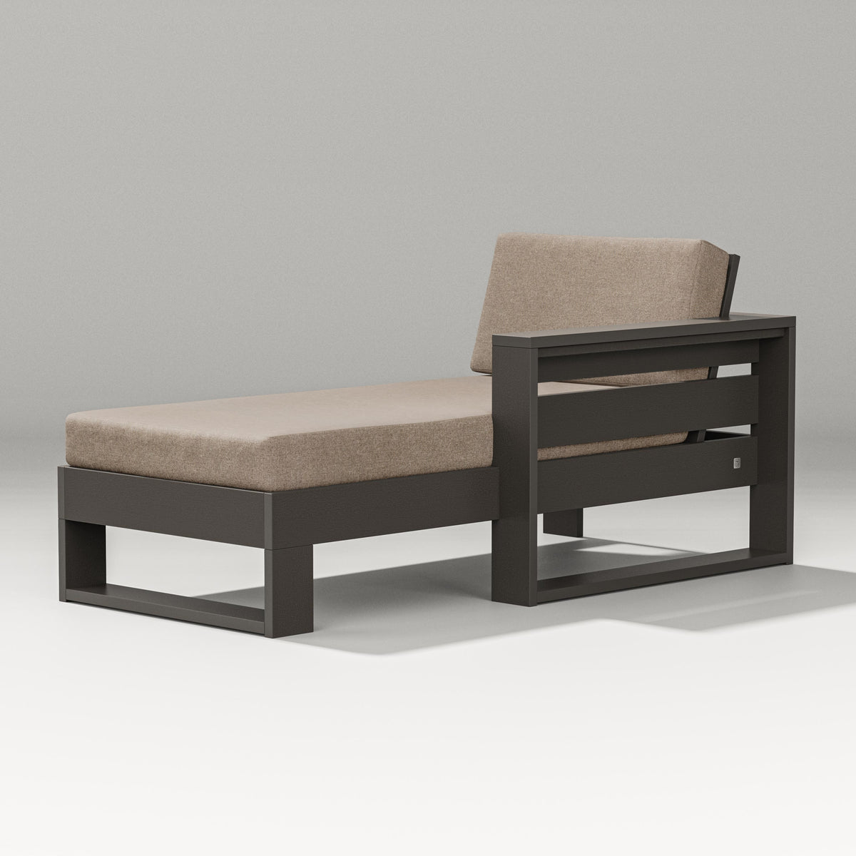 POLYWOOD Latitude Modular Right Arm Chaise in Vintage Coffee / Spiced Burlap