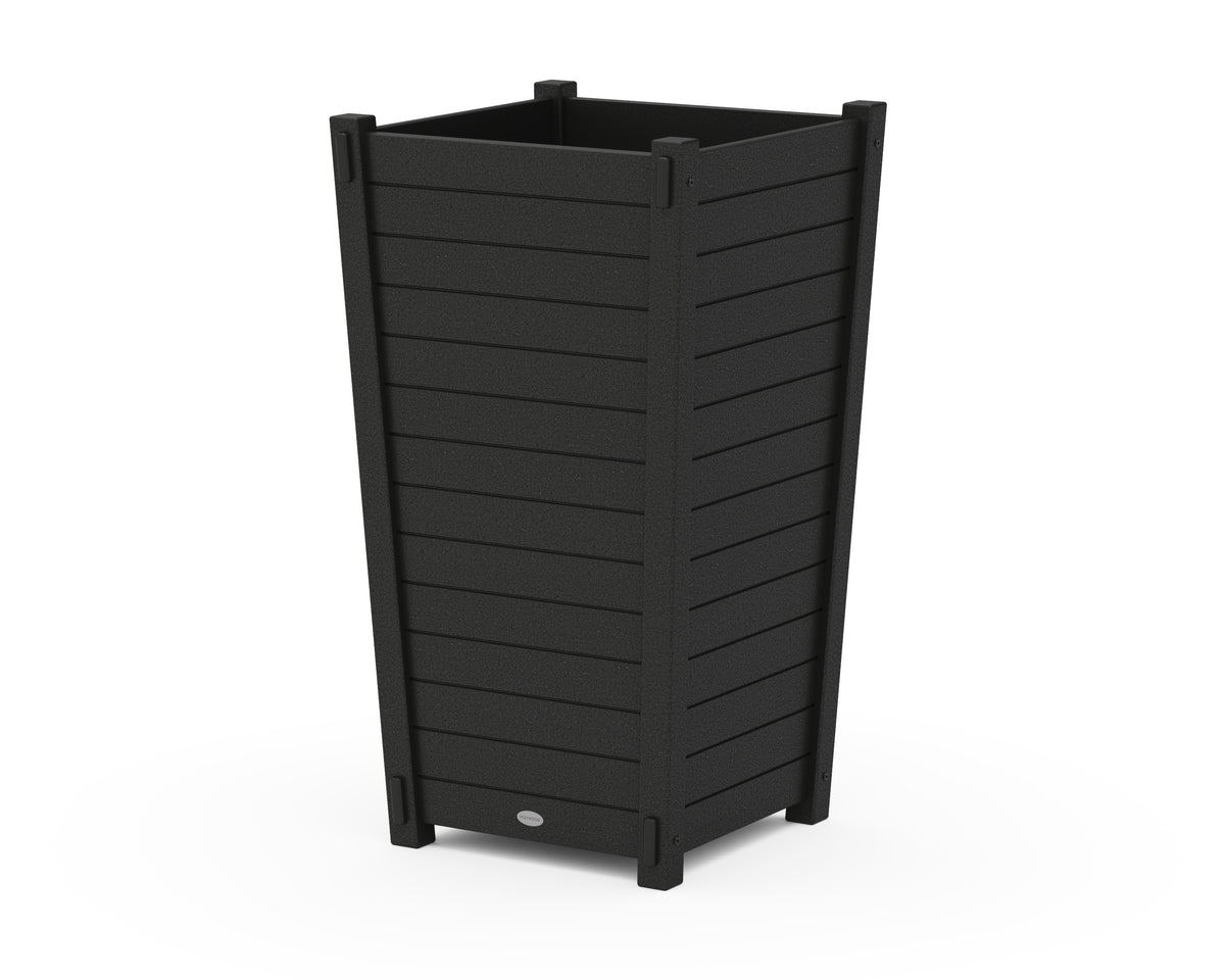 POLYWOOD Nautical Large Tapered Square Tall Planter Box in Black