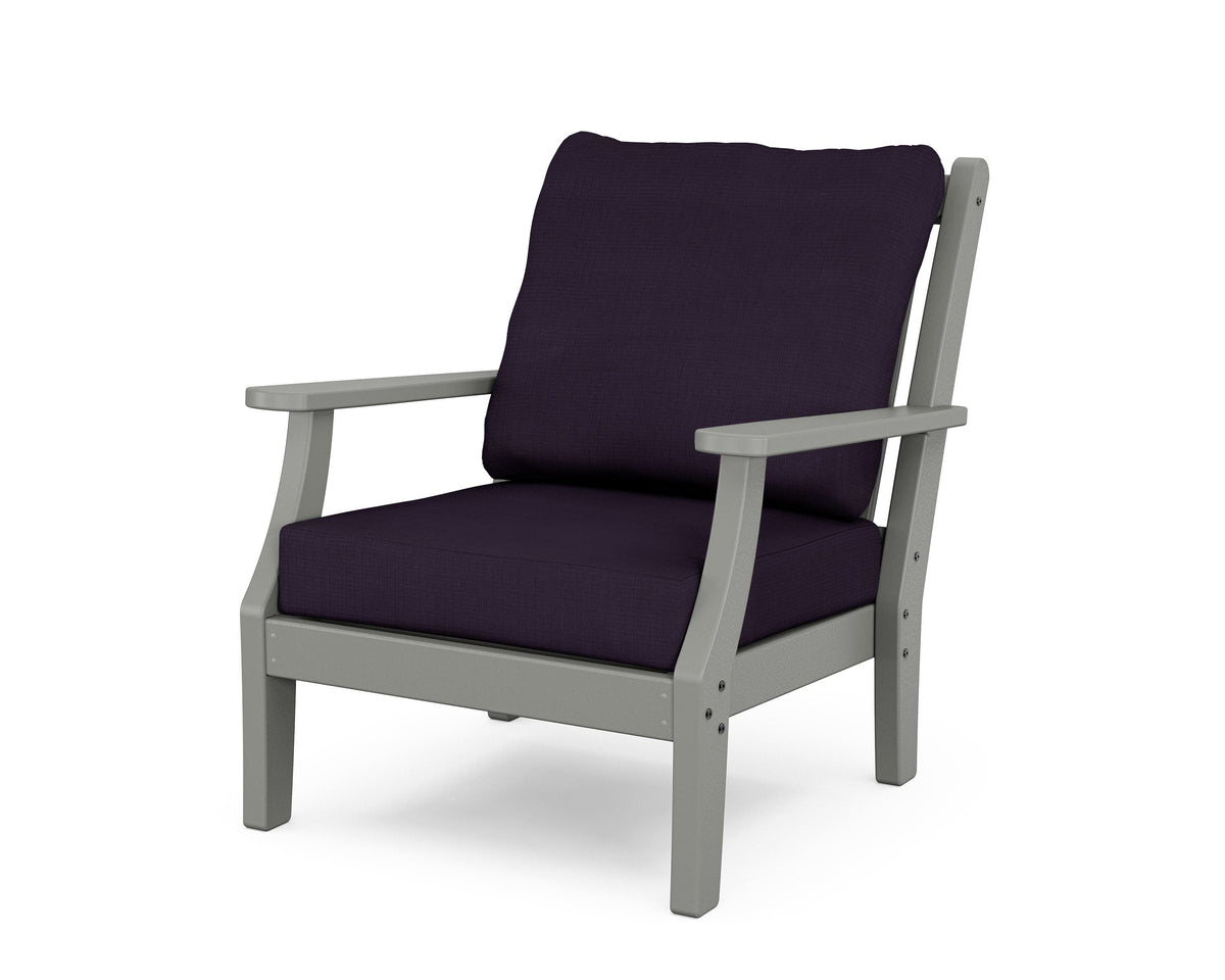 POLYWOOD Wovendale Deep Seating Chair in Slate Grey / Navy Linen