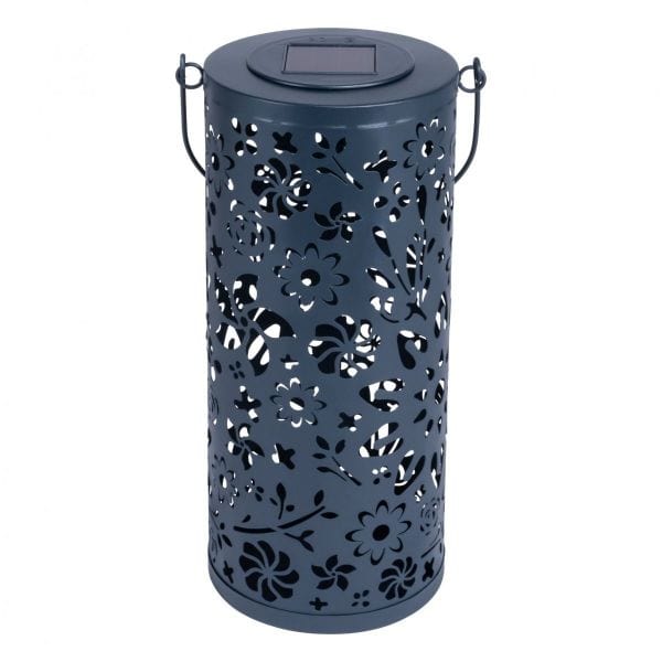 Bloom Punched Metal 12" Solar Lantern - Casual Furniture World