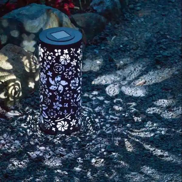 Bloom Punched Metal 12" Solar Lantern - Casual Furniture World
