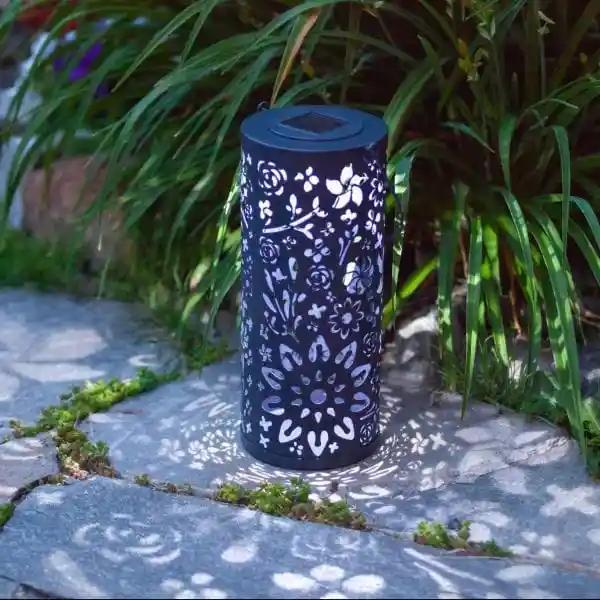 Bloom Punched Metal 12" Solar Lantern - Casual Furniture World