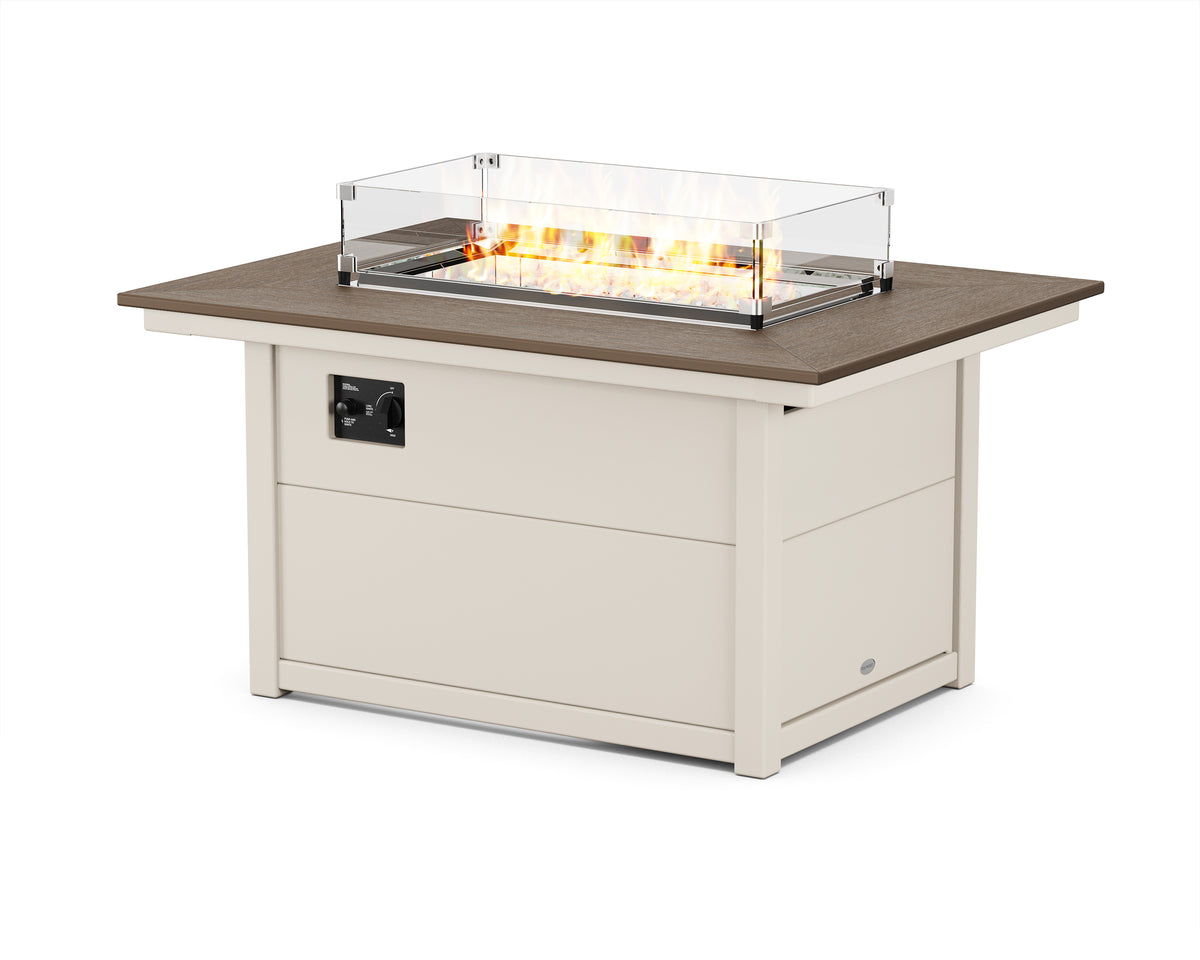 POLYWOOD Rectangle 34"x46" Fire Pit Table in Sand / Kona