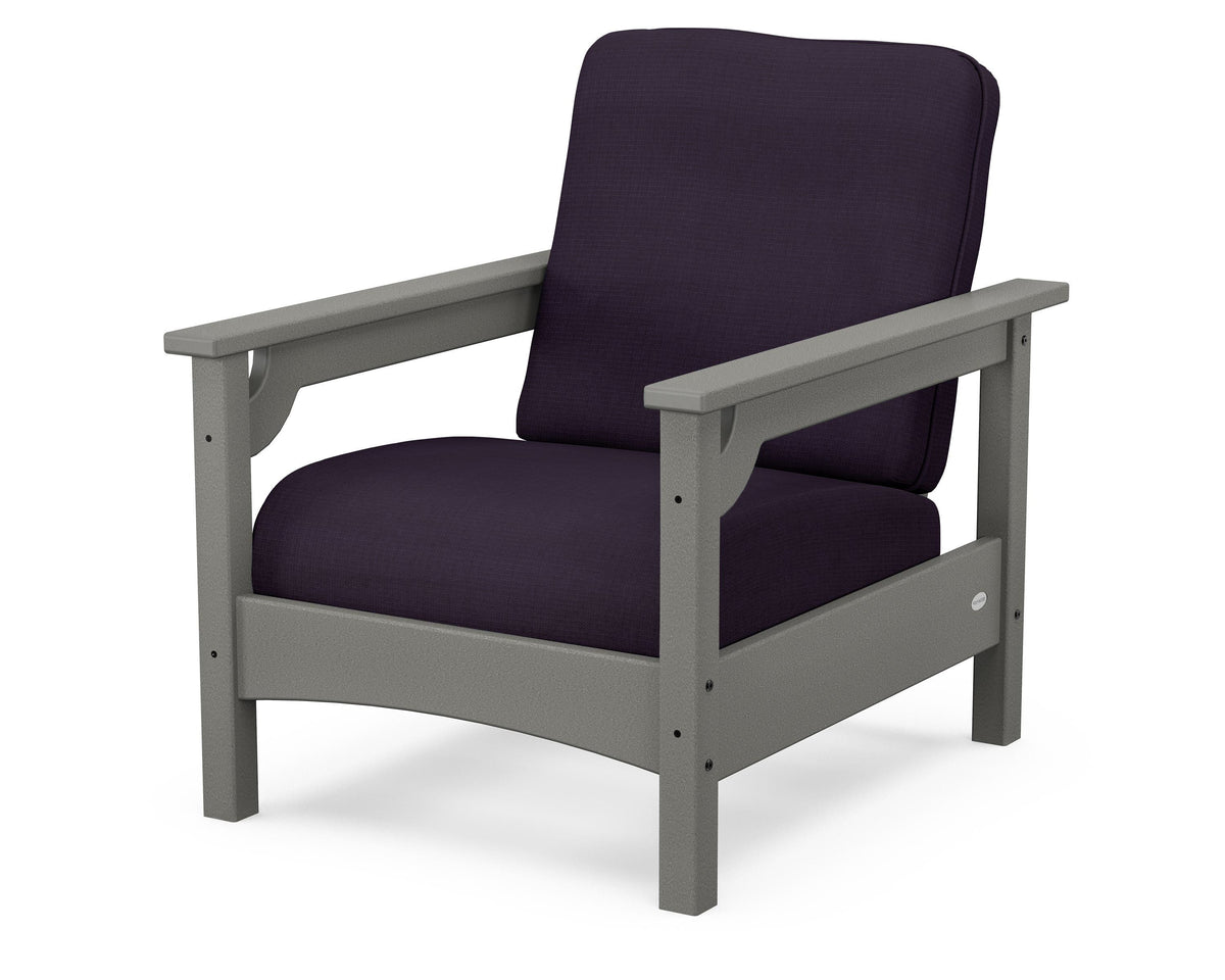POLYWOOD Club Chair in Slate Grey / Navy Linen
