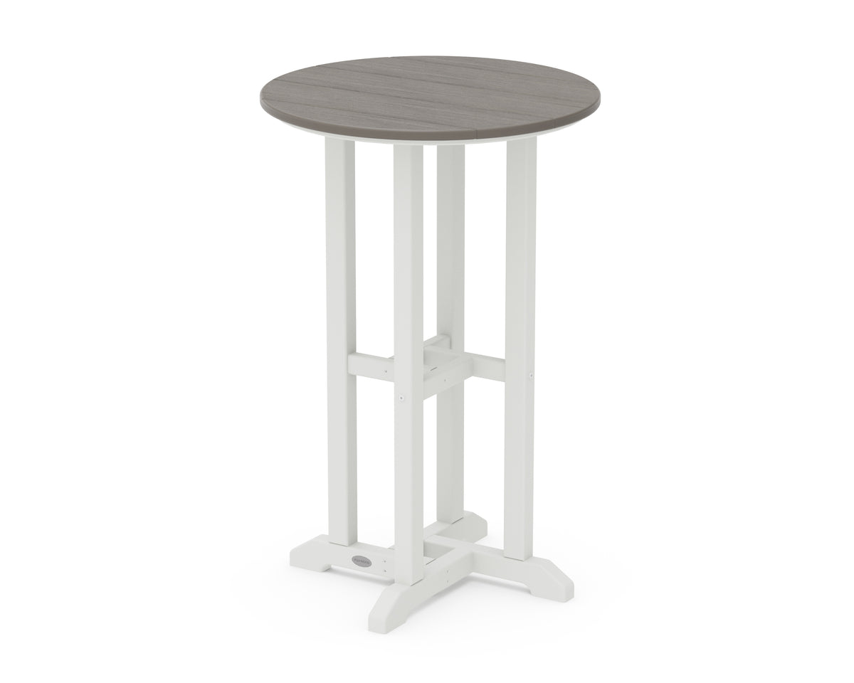 POLYWOOD Contempo 24" Round Counter Table in White / Driftwood