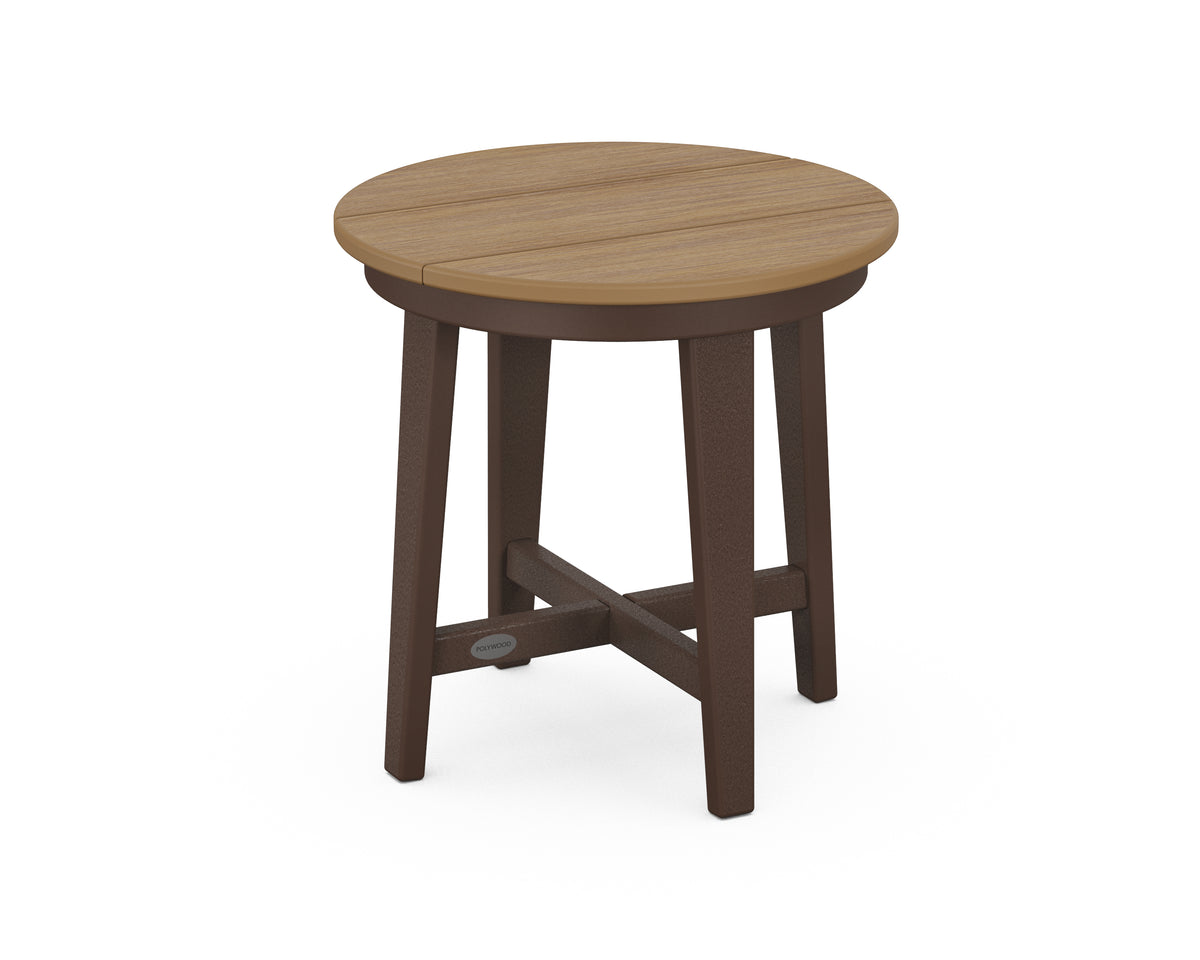 POLYWOOD Newport 19" Round End Table in Mahogany / Natural