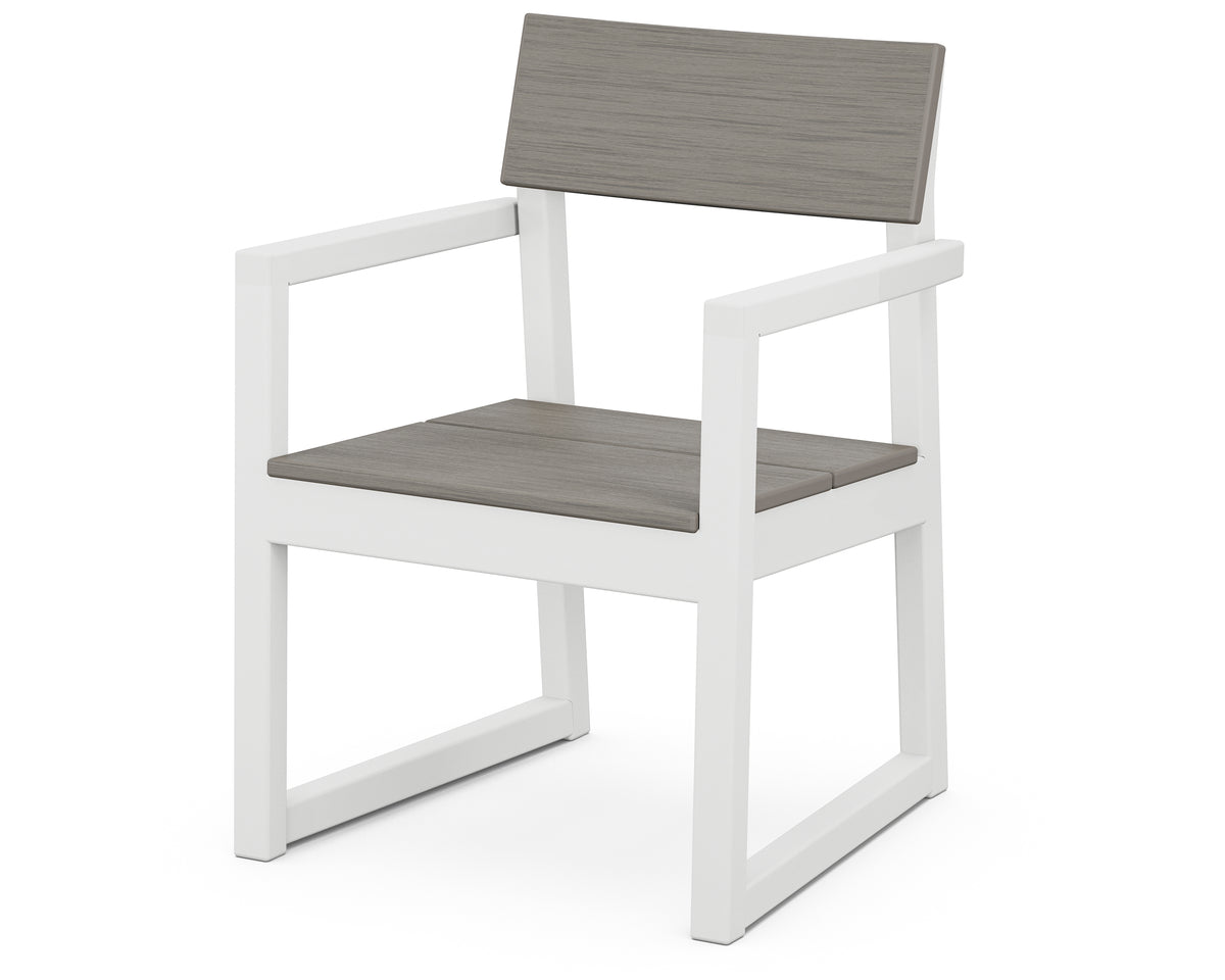 POLYWOOD EDGE Dining Arm Chair in White / Driftwood