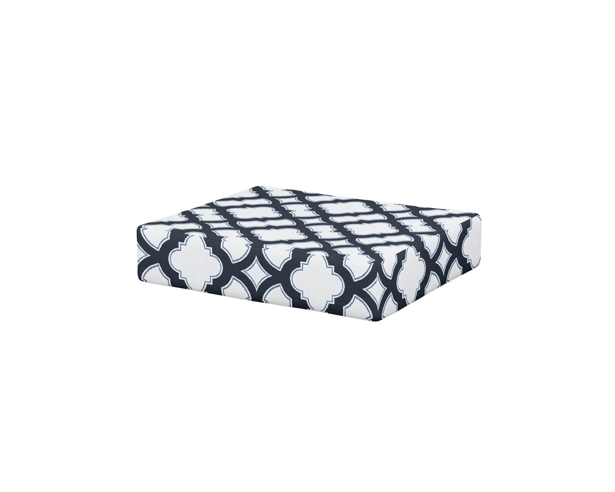 POLYWOOD Acadia Ottoman Cushion in Trellis Marine Indigo