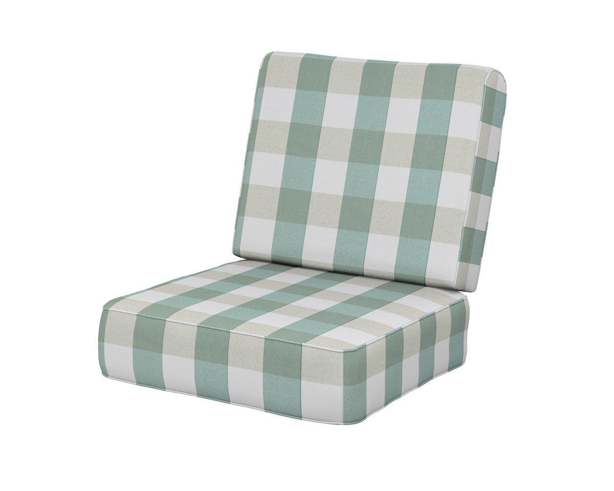 POLYWOOD Ateeva Harbour Seat and Back Cushion in Buffalo Plaid Glacier Spa