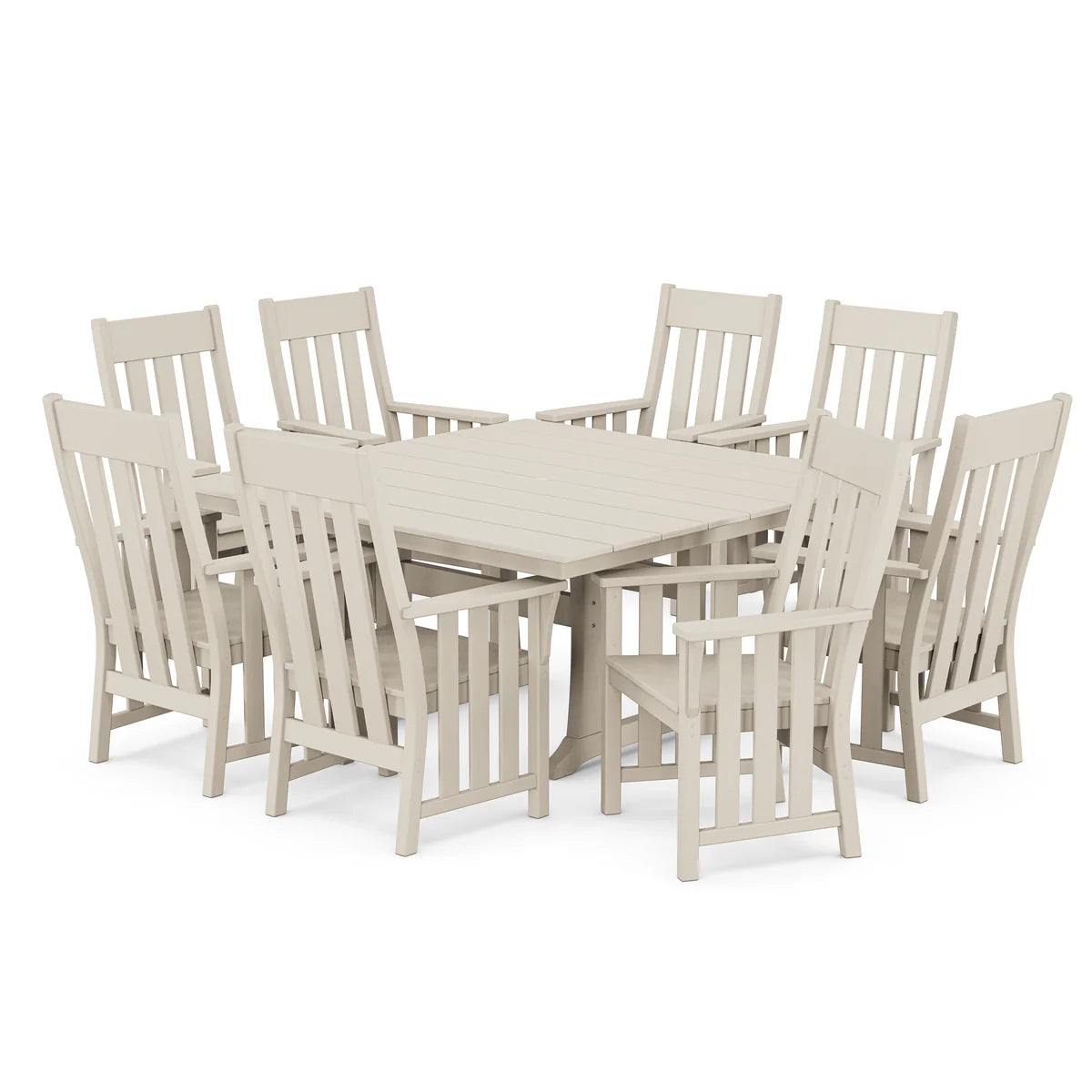 POLYWOOD Acadia 9-Piece Square Farmhouse Dining Set with Trestle Legs