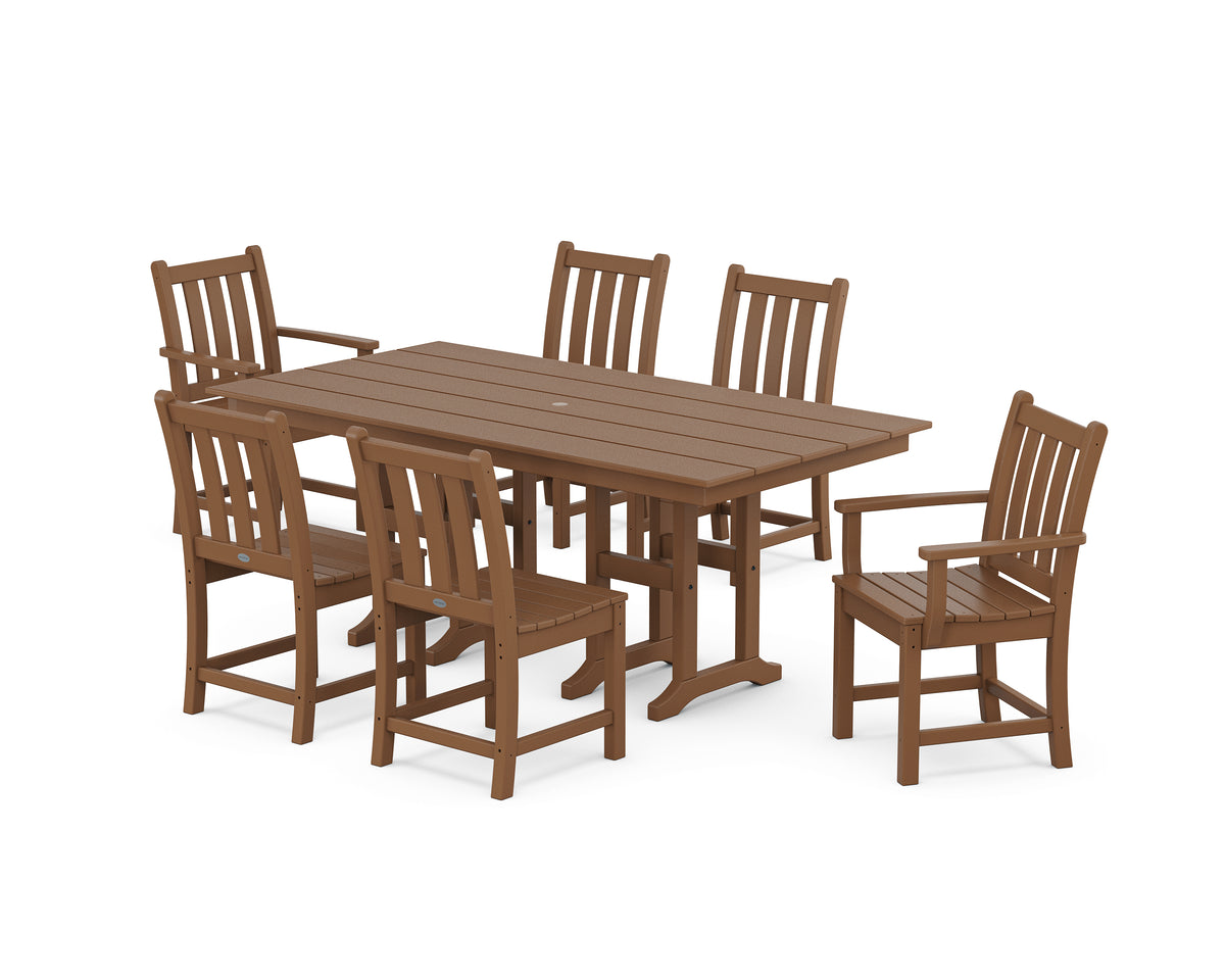 POLYWOOD Traditional Garden 7-Piece Farmhouse Dining Set in Teak