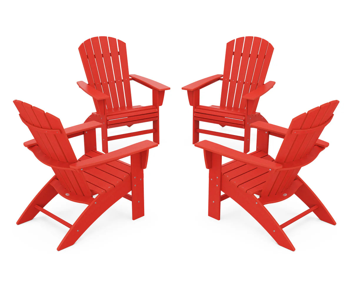 POLYWOOD 4-Piece Nautical Curveback Adirondack Chair Conversation Set