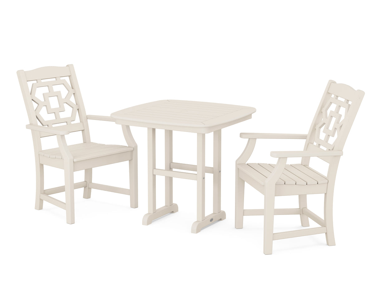 POLYWOOD Chinoiserie 3-Piece Dining Set in Sand