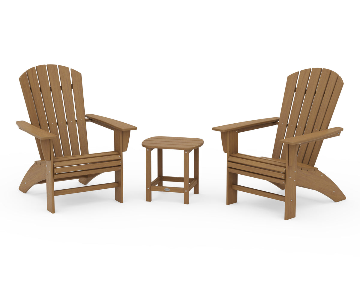 POLYWOOD Nautical 3-Piece Curveback Adirondack Set in Natural
