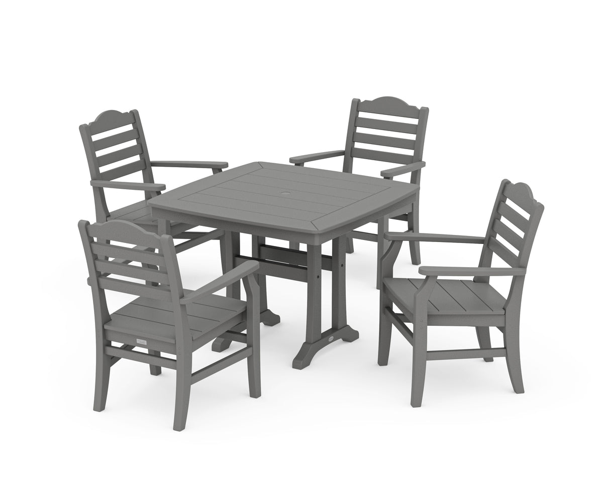 POLYWOOD Savannah 5-Piece Dining Set with Trestle Legs in Slate Grey