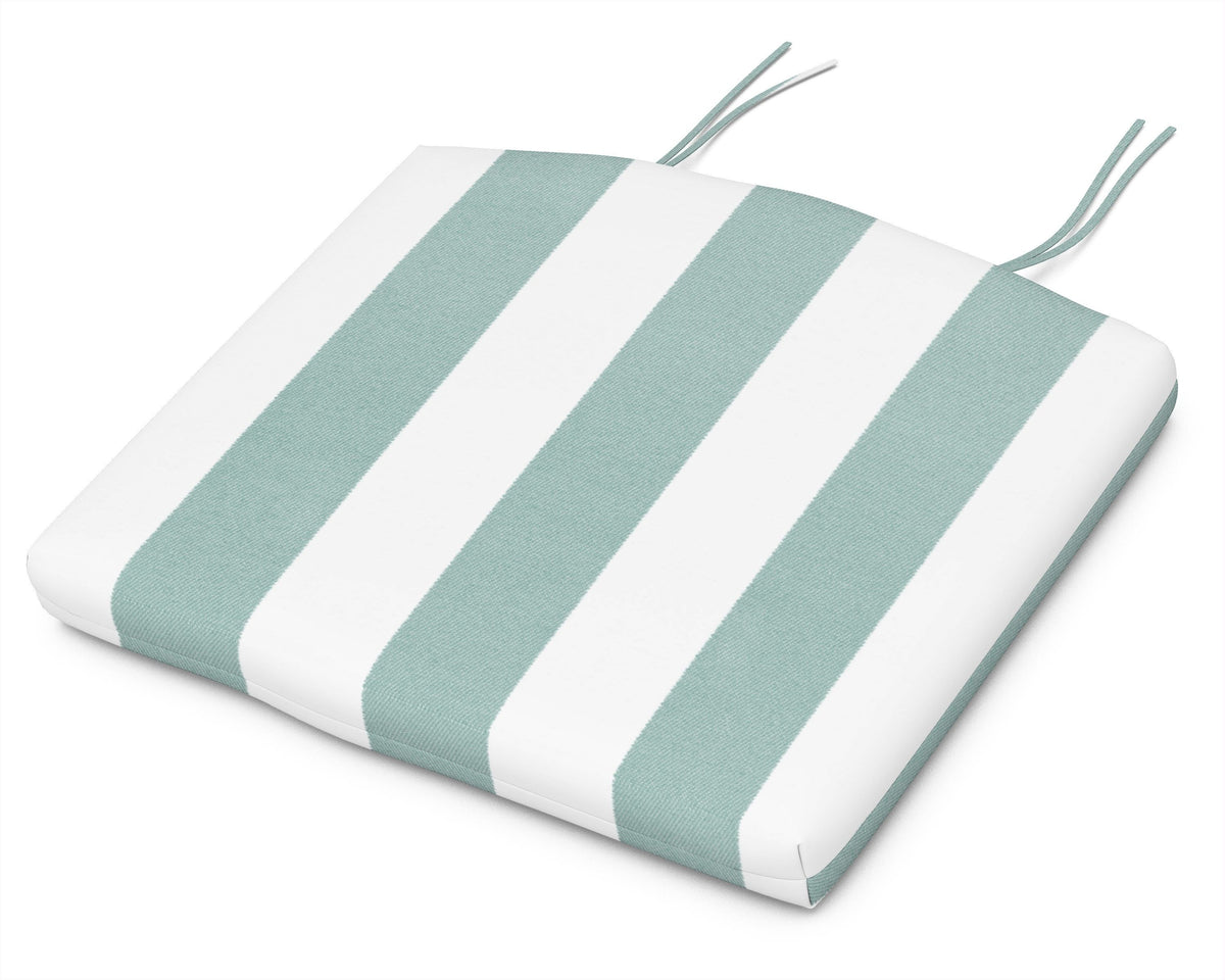 POLYWOOD Standard Seat Cushion 18.5"D x 24"W x 2.5"H in Cabana Stripe Glacier Spa