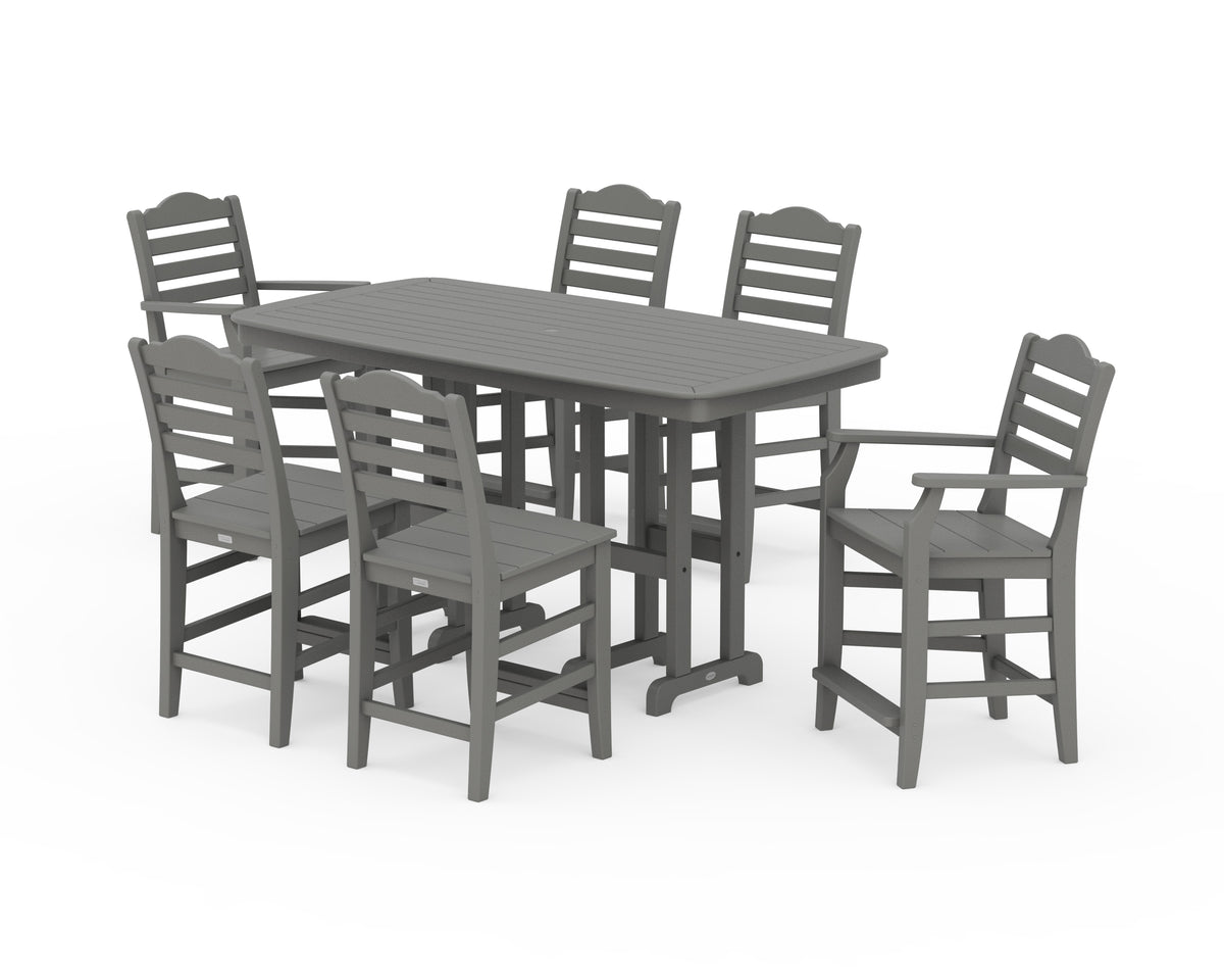 POLYWOOD Savannah 7-Piece Counter Set in Slate Grey