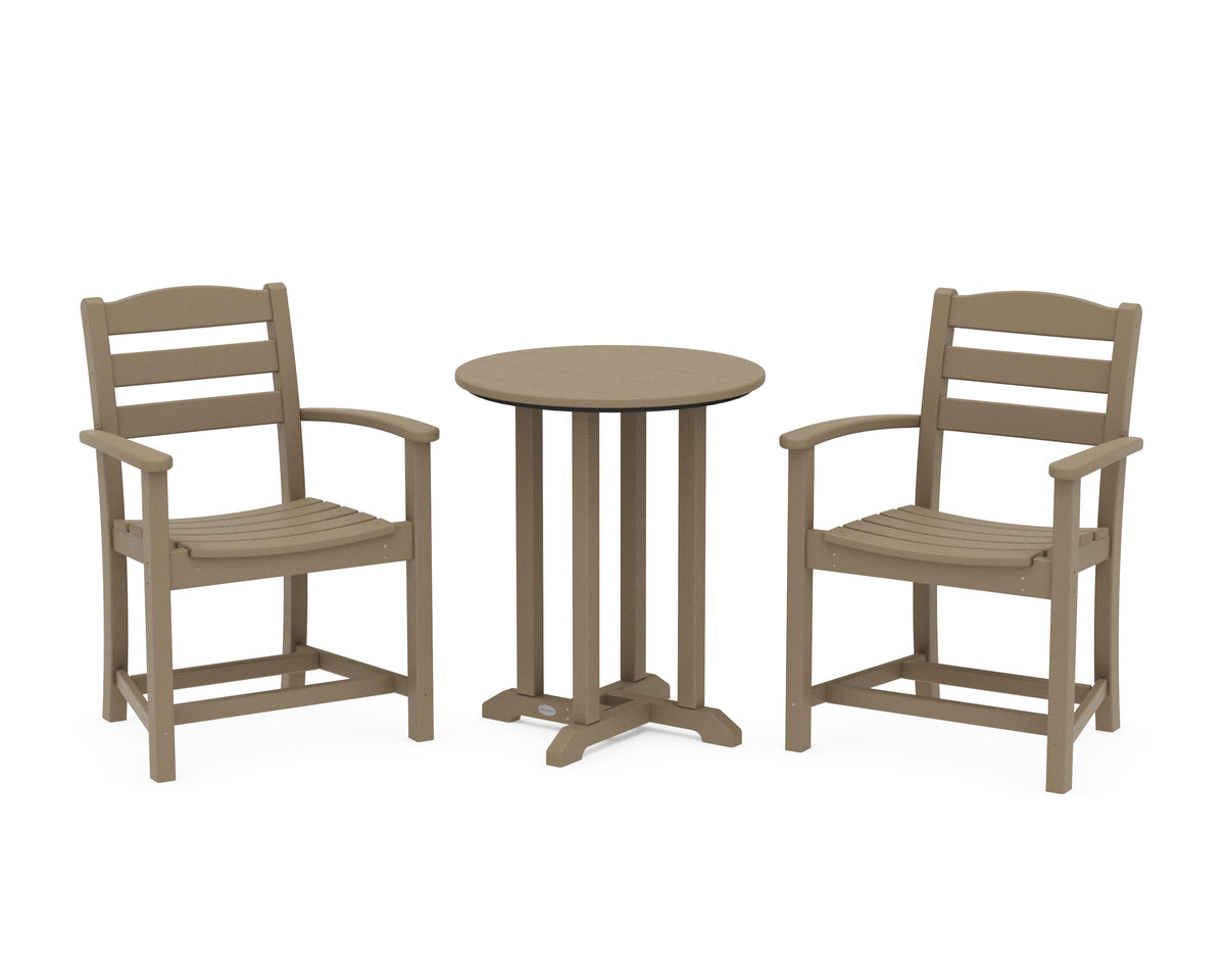 POLYWOOD La Casa Café 3-Piece Round Bistro Dining Set in Vintage Sahara
