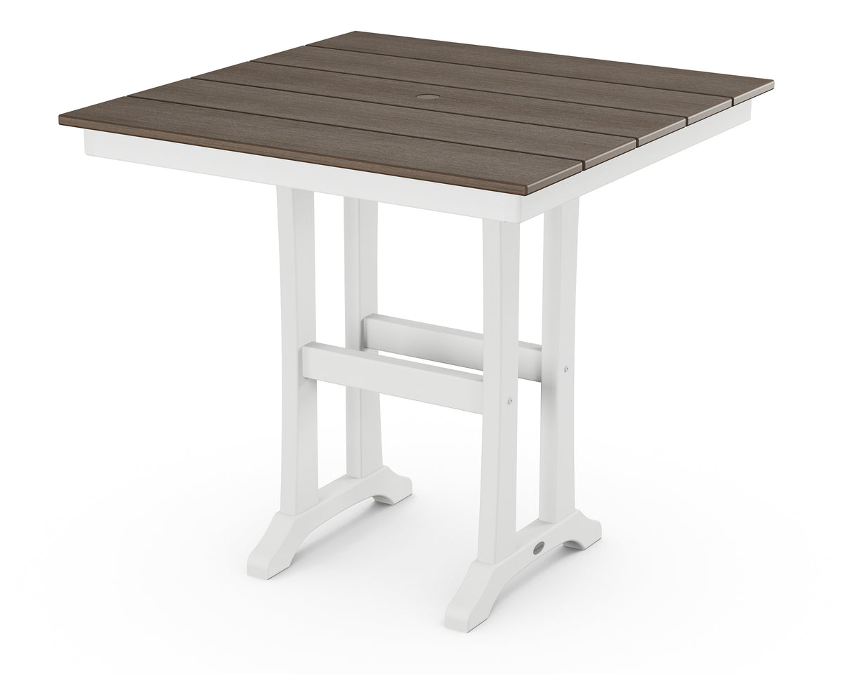 POLYWOOD Farmhouse Trestle 37" Counter Table in White / Kona