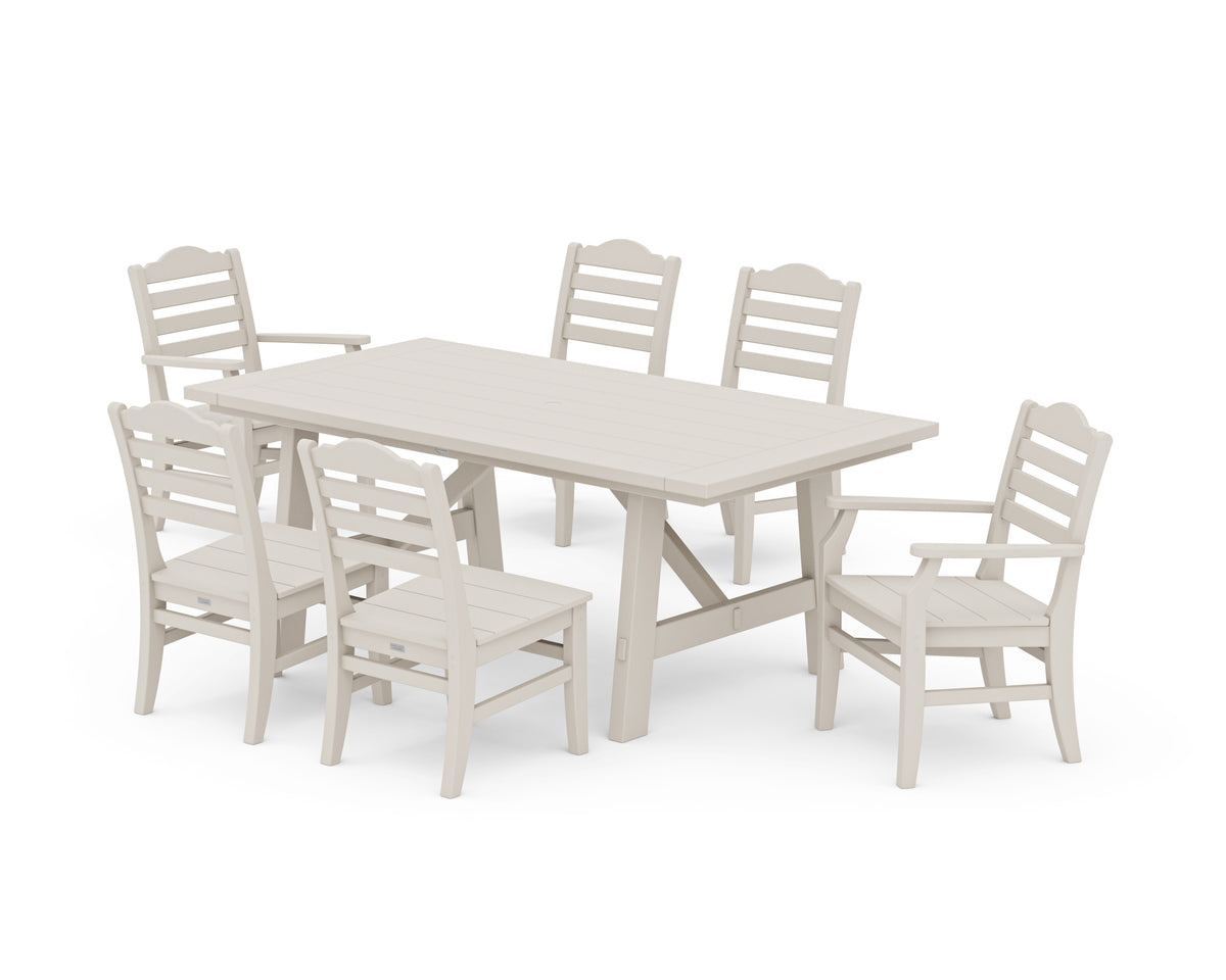 POLYWOOD Savannah 7-Piece Rustic Farmhouse Dining Set in Sand