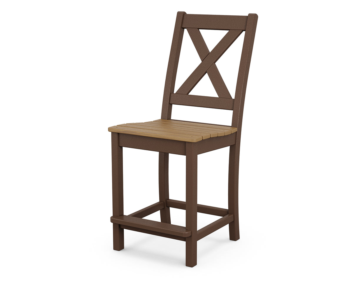 POLYWOOD Braxton Counter Side Chair in Mahogany / Natural