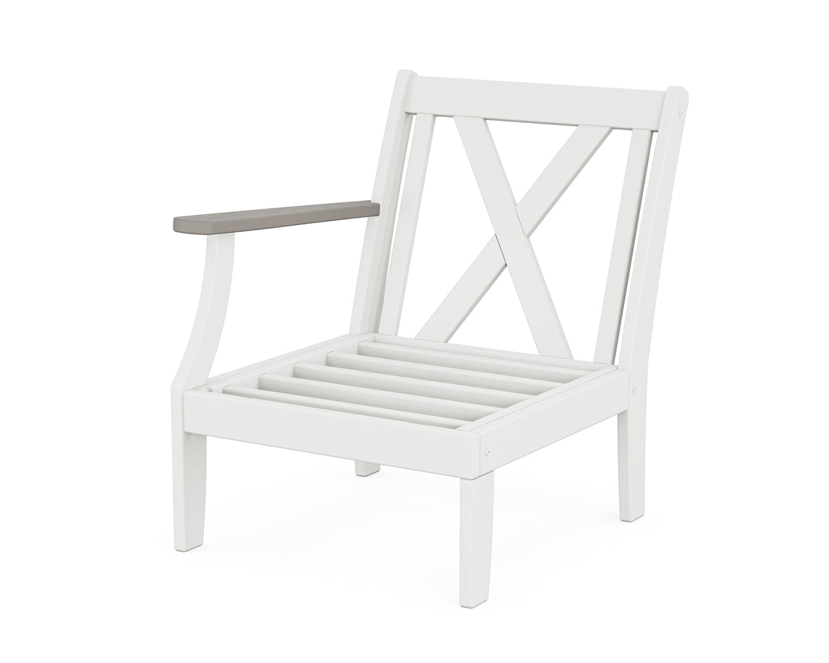 POLYWOOD Braxton Modular Left Arm Chair Frame in White / Driftwood