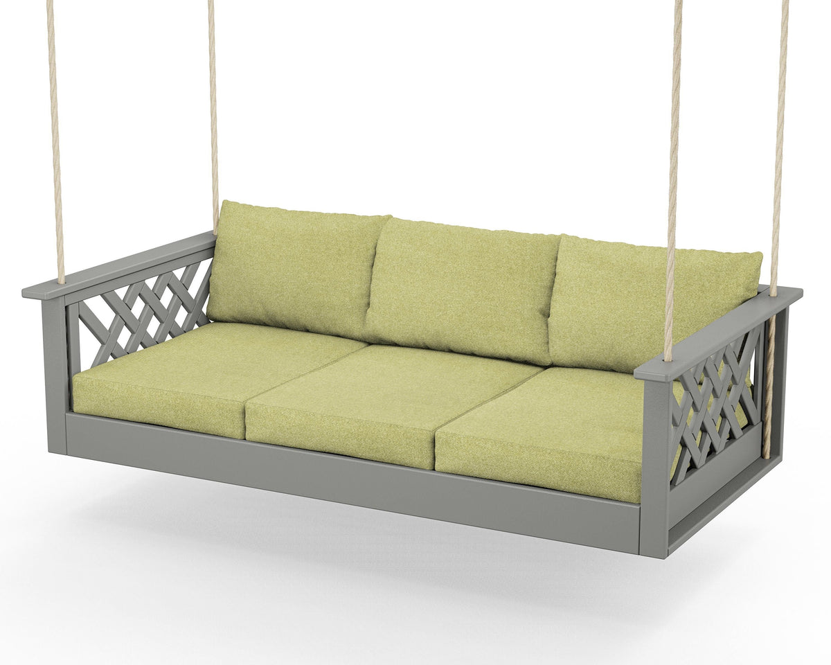 POLYWOOD Wovendale Daybed Swing in Slate Grey / Chartreuse Boucle