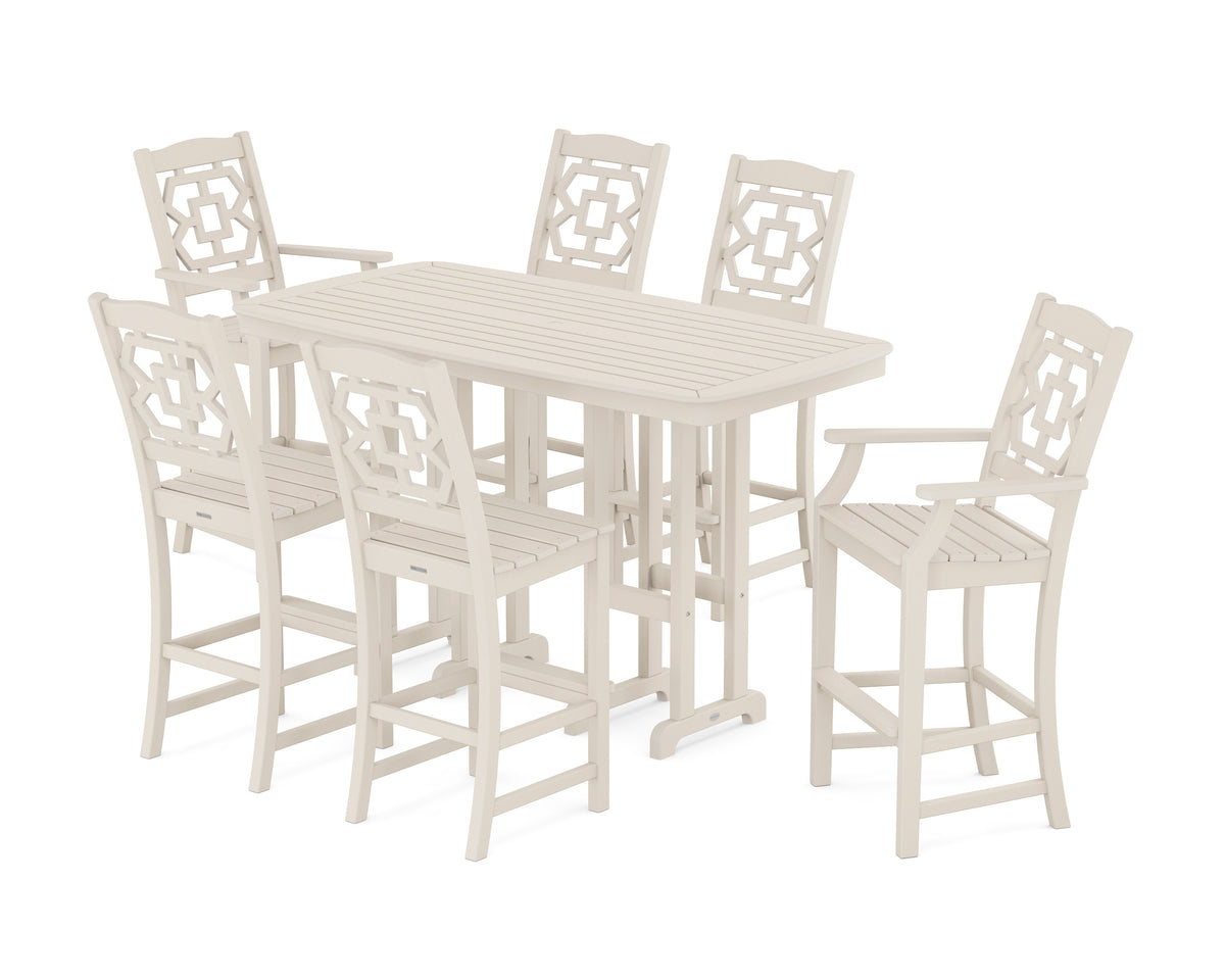 POLYWOOD Chinoiserie 7-Piece Bar Set in Sand