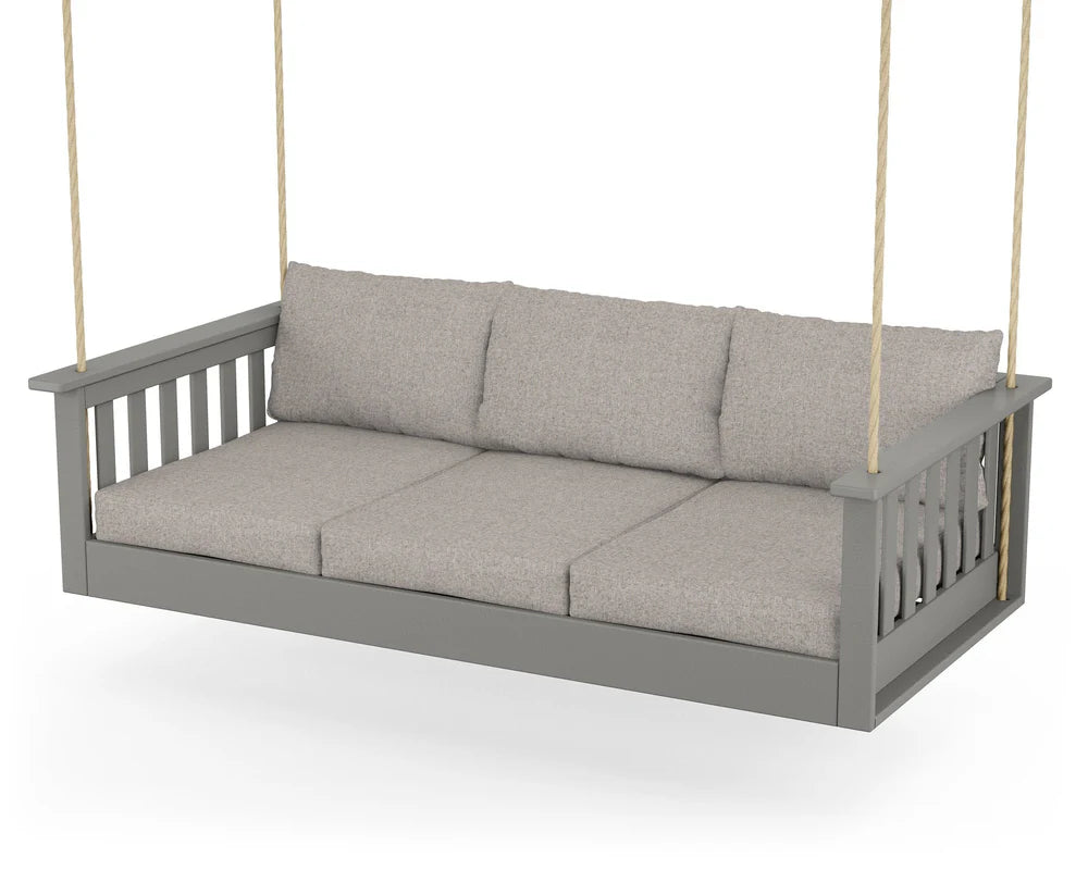 POLYWOOD Vineyard Daybed Swing in Slate Grey / Weathered Tweed