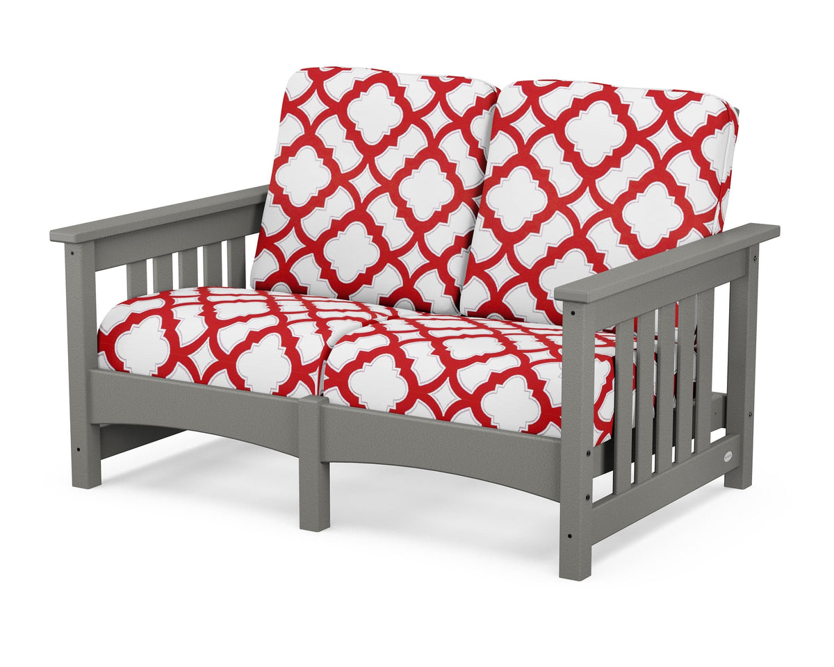 POLYWOOD Club Mission Loveseat in Slate Grey / Trellis Crimson