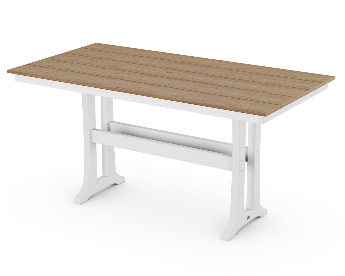 POLYWOOD Farmhouse Trestle 37" x 72" Counter Table in White / Natural