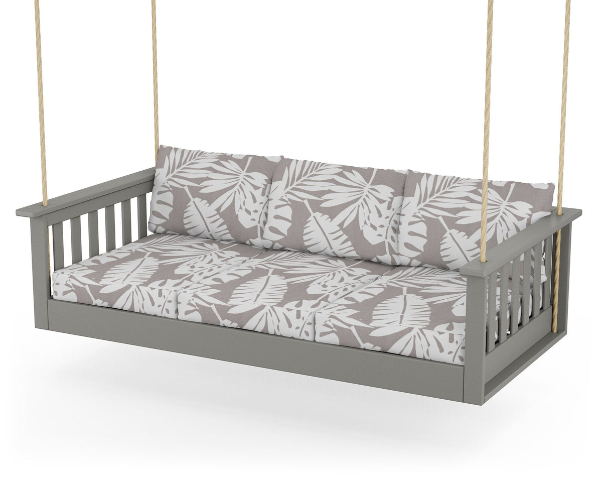 POLYWOOD Vineyard Daybed Swing in Slate Grey / Leaf Grey Mist