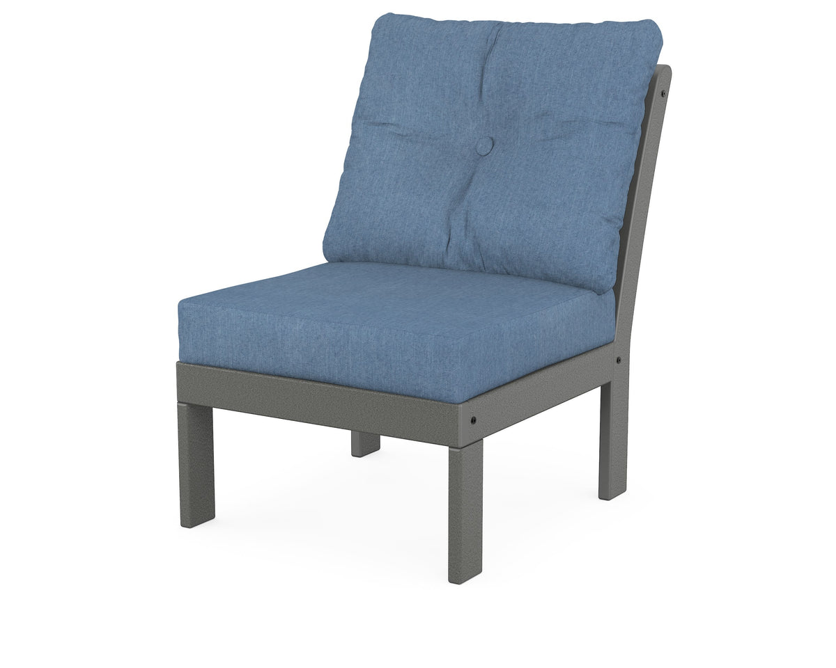 POLYWOOD Vineyard Modular Armless Chair in Slate Grey / Sky Blue