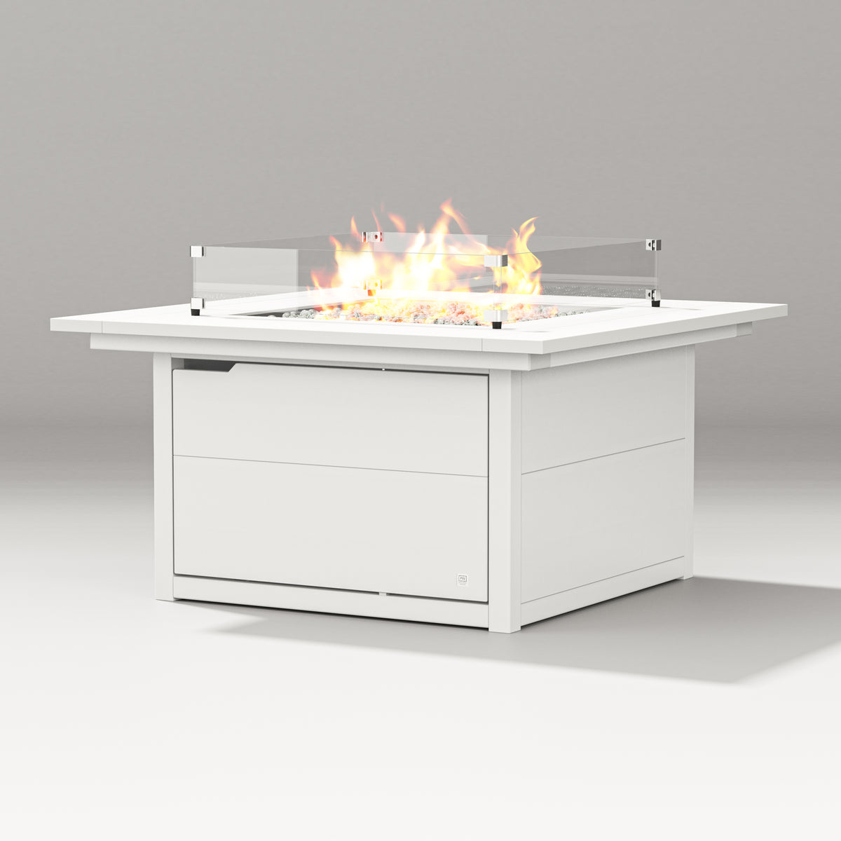 POLYWOOD Cube Fire Table in Vintage White