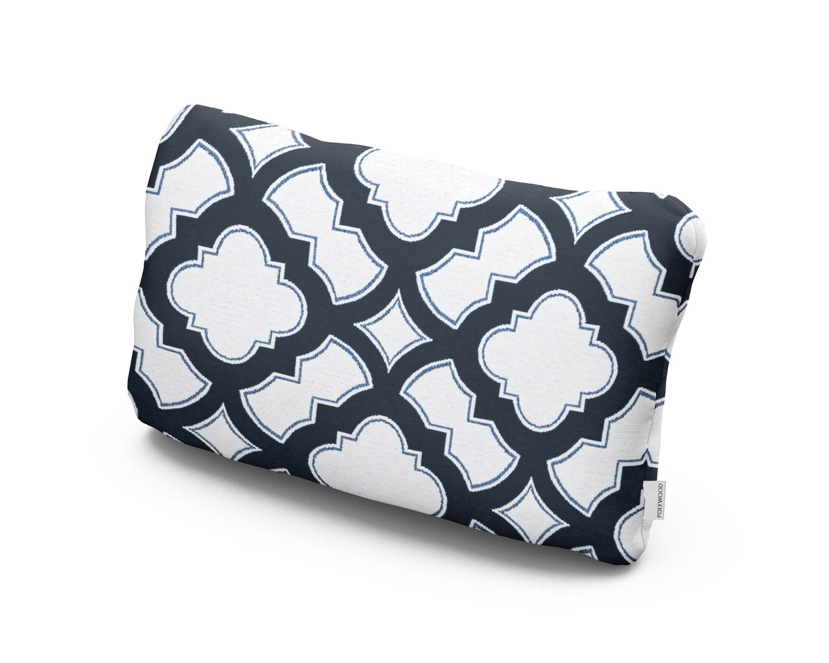 POLYWOOD Outdoor Lumbar Pillow in Trellis Marine Indigo