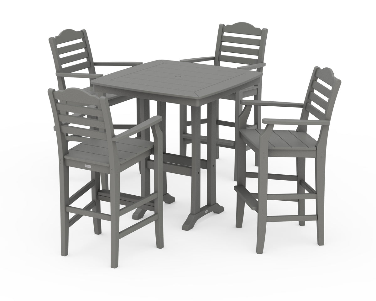 POLYWOOD Savannah 5-Piece Bar Set with Trestle Legs in Slate Grey