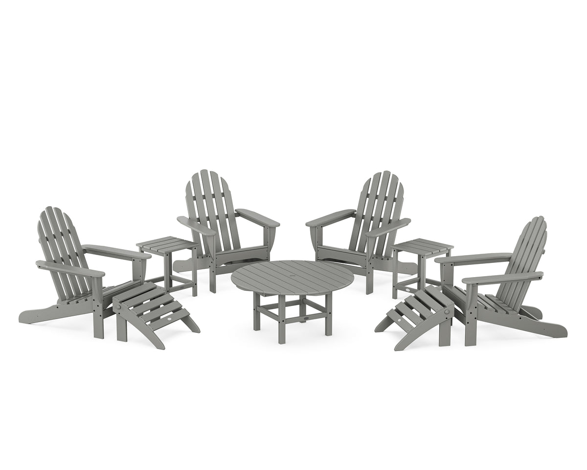 POLYWOOD Classic Adirondack Chair 9-Piece Conversation Set in Slate Grey