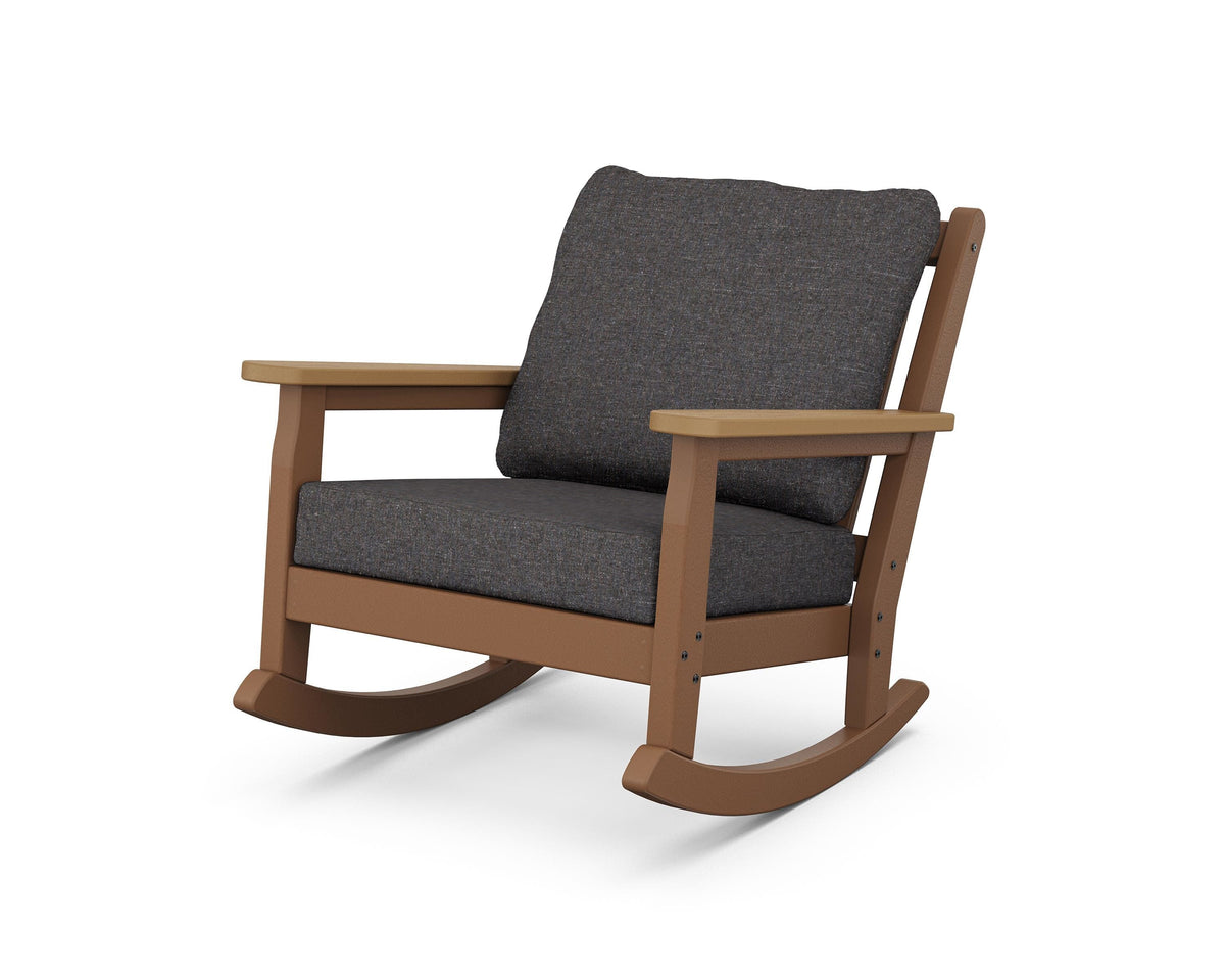 POLYWOOD Chippendale Deep Seating Rocking Chair in Teak / Natural / Ash Charcoal