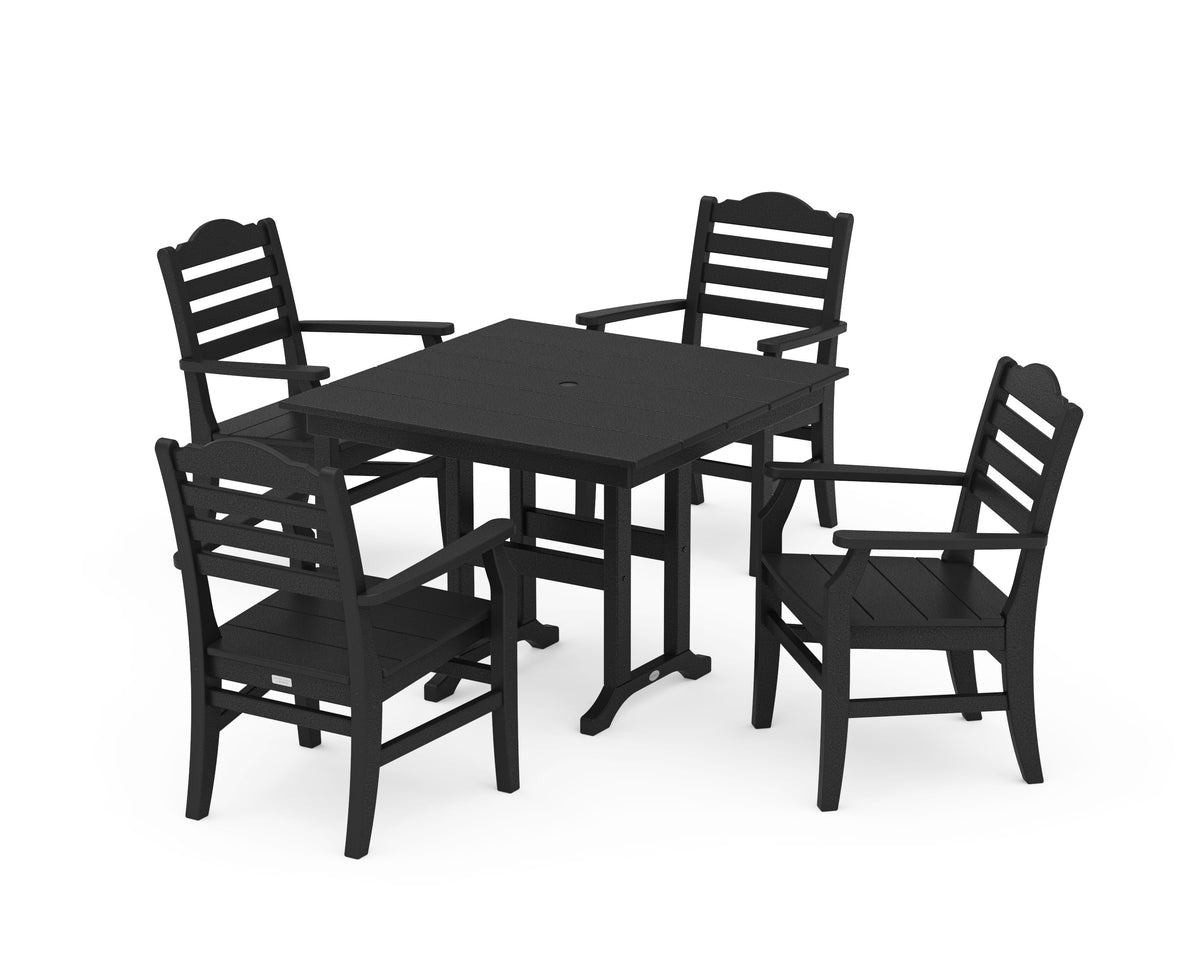 POLYWOOD Savannah 5-Piece Farmhouse Dining Set in Black