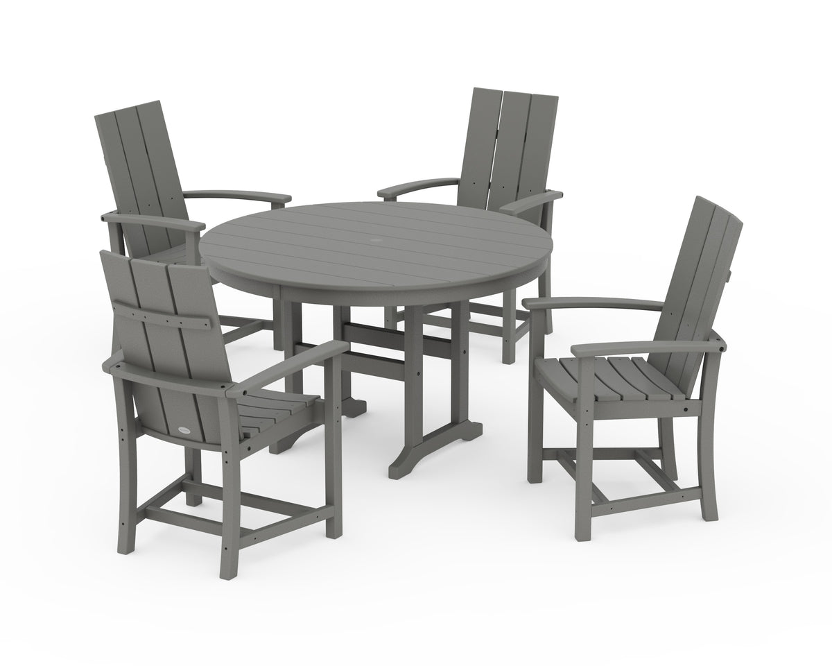 POLYWOOD Modern Adirondack 5-Piece Round Farmhouse Dining Set in Slate Grey